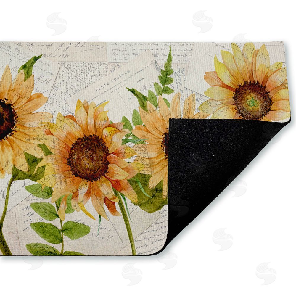 Kim Allen Sunflowers & Vintage Letter Mail Unwoven Outdoor Door Mat