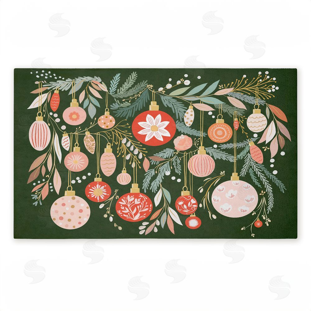 Leah Straatsma Holiday Florals & Ornament Shapes Unwoven Outdoor Door Mat