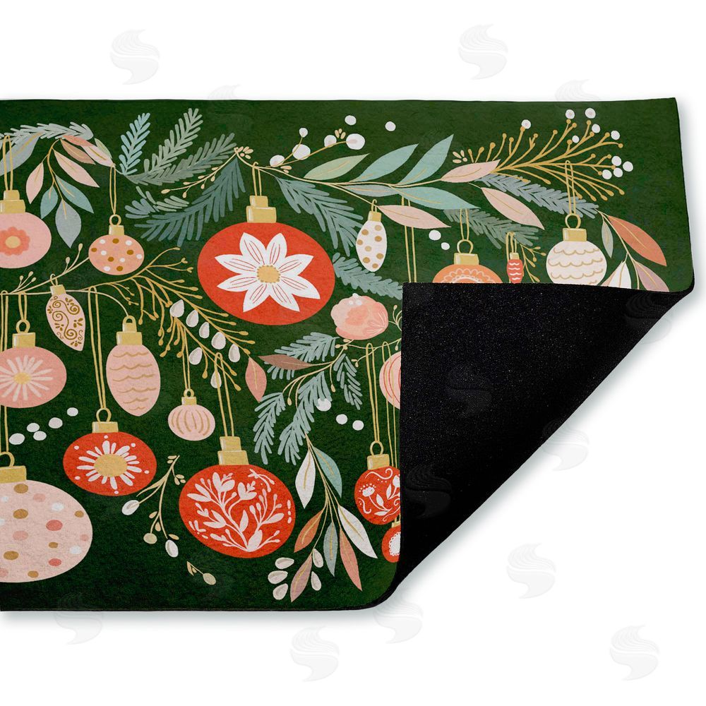 Leah Straatsma Holiday Florals & Ornament Shapes Unwoven Outdoor Door Mat