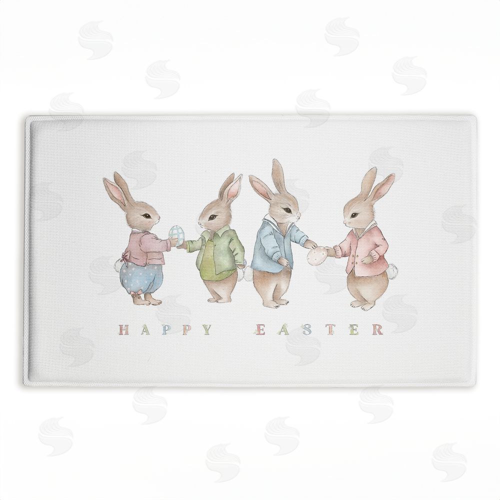 Leah Straatsma Minimal Happy Easter Bunnies Plush Bathroom Floor Mat