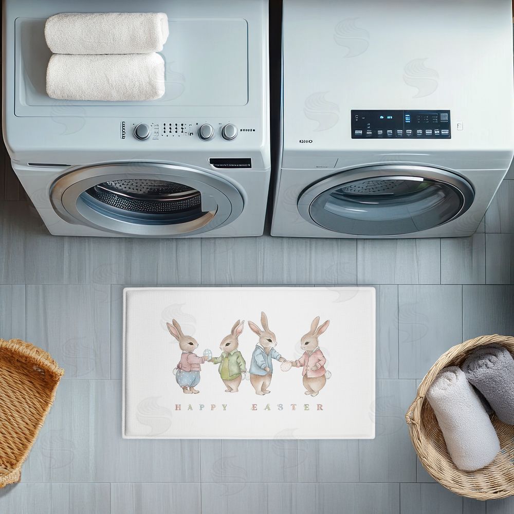 Leah Straatsma Minimal Happy Easter Bunnies Plush Bathroom Floor Mat