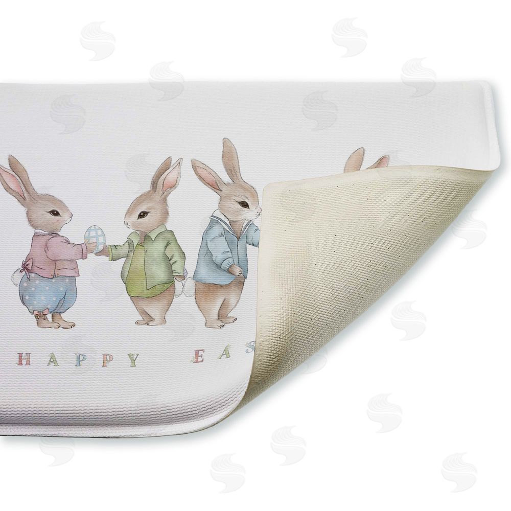 Leah Straatsma Minimal Happy Easter Bunnies Plush Bathroom Floor Mat