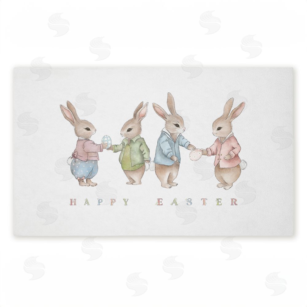 Leah Straatsma Minimal Happy Easter Bunnies Unwoven Outdoor Door Mat