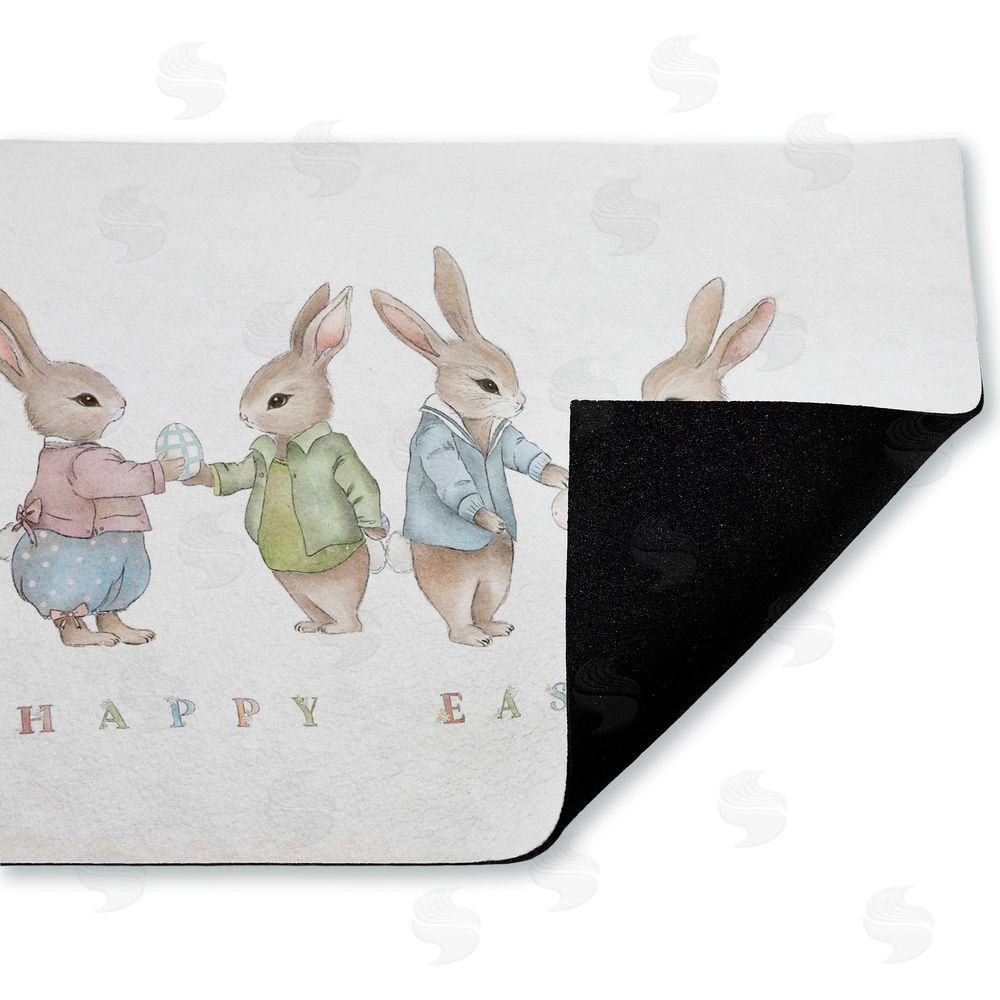 Leah Straatsma Minimal Happy Easter Bunnies Unwoven Outdoor Door Mat