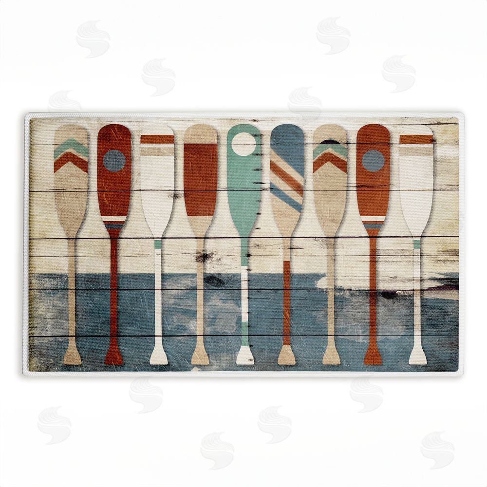 Milli Villa Various Rustic Oars Patterns Plush Bathroom Floor Mat