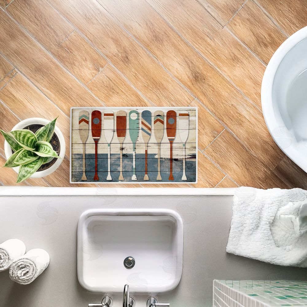 Milli Villa Various Rustic Oars Patterns Plush Bathroom Floor Mat