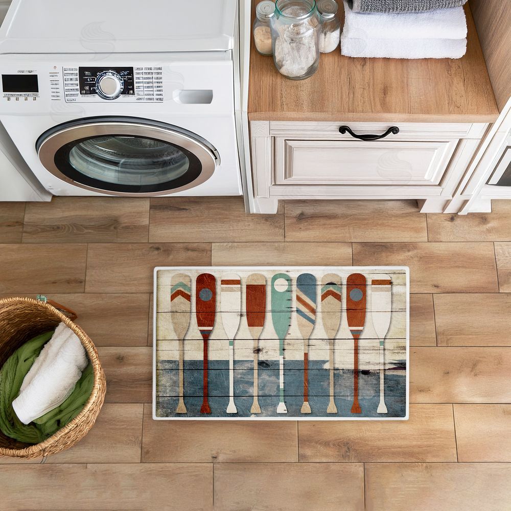 Milli Villa Various Rustic Oars Patterns Plush Bathroom Floor Mat
