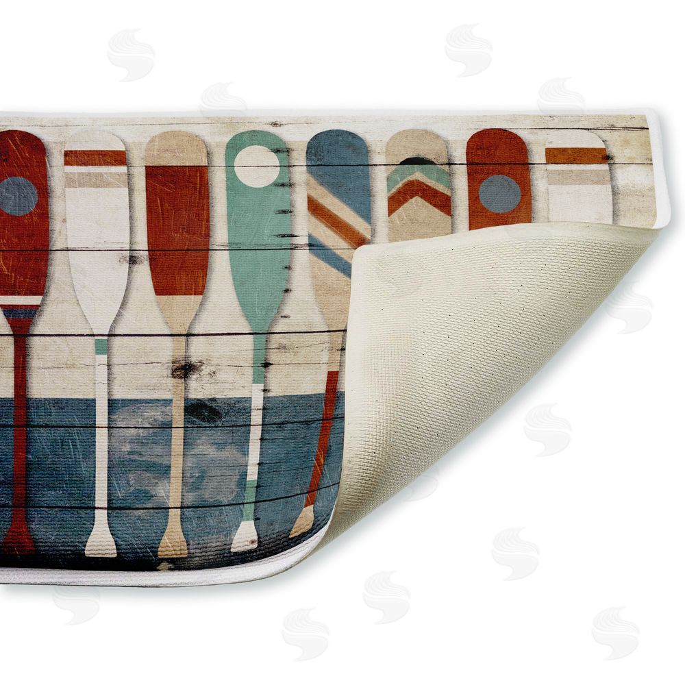 Milli Villa Various Rustic Oars Patterns Plush Bathroom Floor Mat