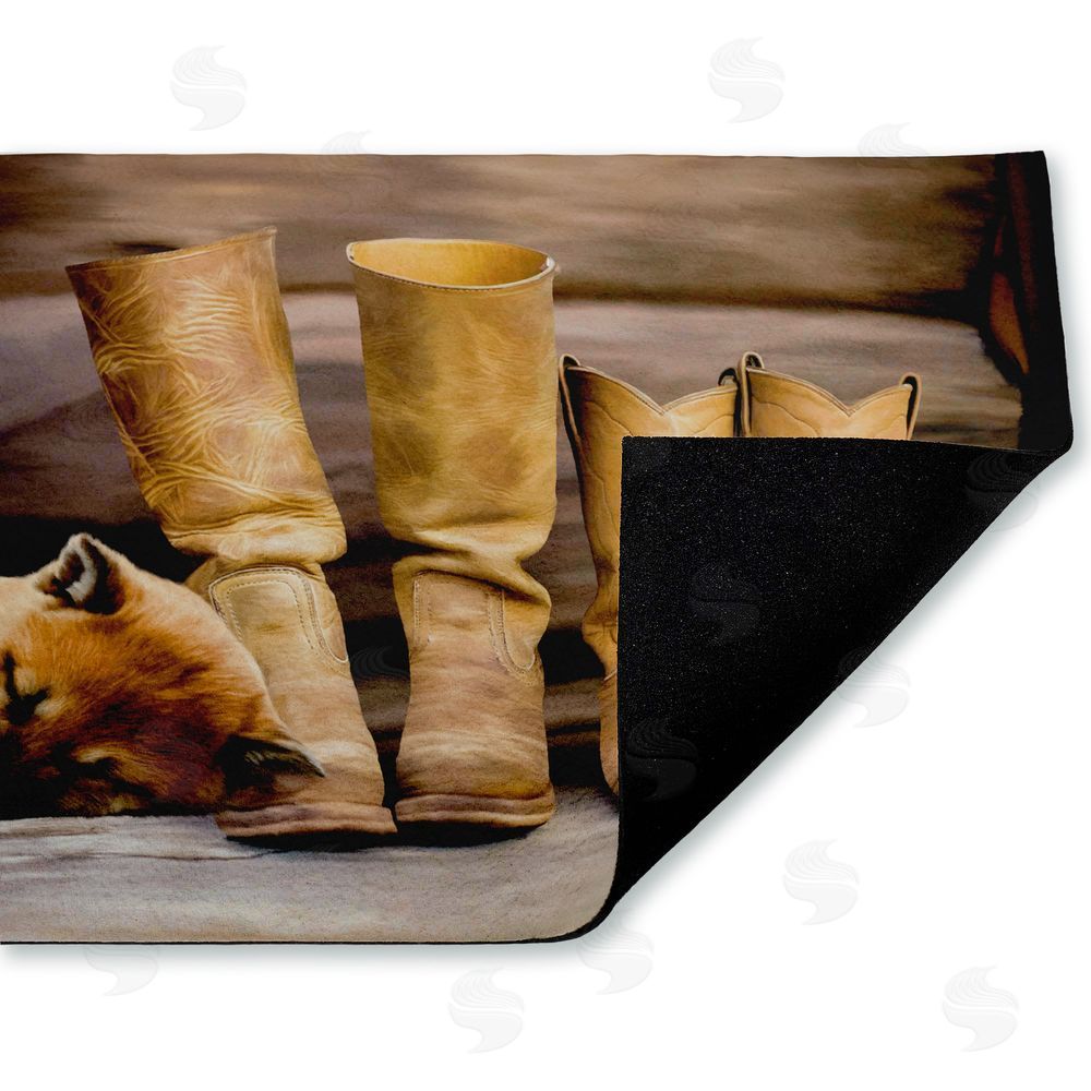 Renel Peters Sleepy Puppy & Cowboy Boots Unwoven Outdoor Door Mat