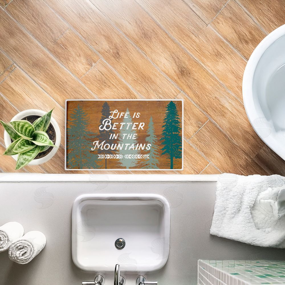 Lula Bijoux & co. Retro Rustic Better In Mountains Plush Bathroom Floor Mat