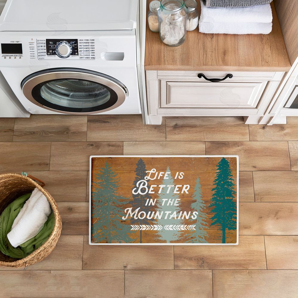 Lula Bijoux & co. Retro Rustic Better In Mountains Plush Bathroom Floor Mat