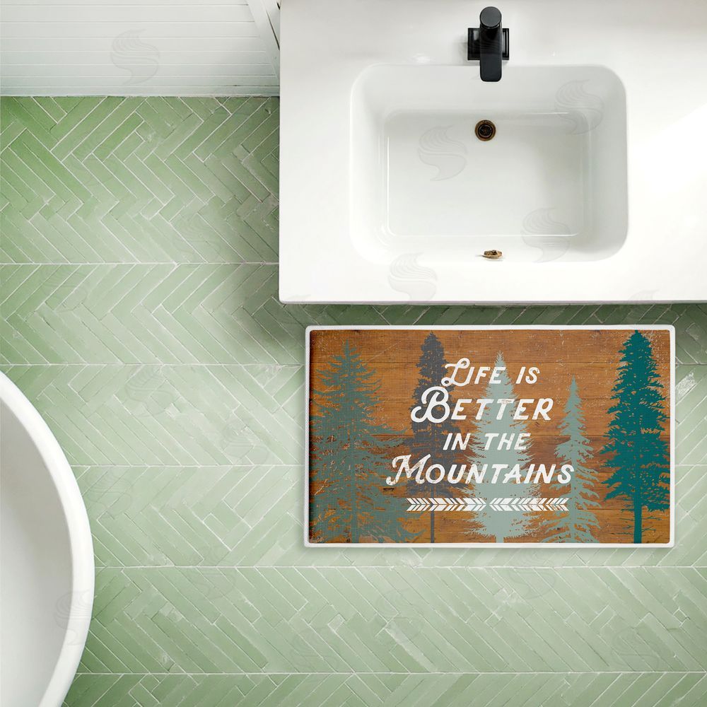 Lula Bijoux & co. Retro Rustic Better In Mountains Plush Bathroom Floor Mat