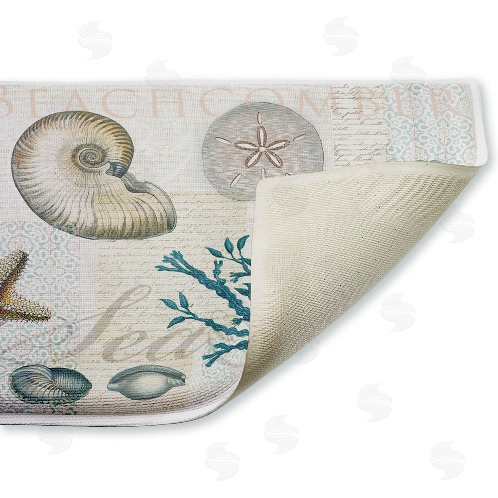 Lula Bijoux & co. Beachcomber Vintage Sea Collage Plush Bathroom Floor Mat