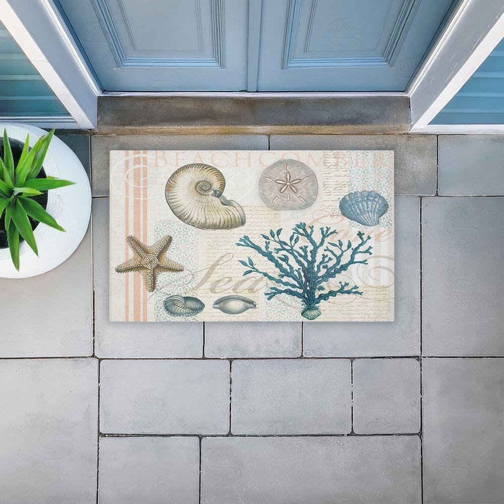 Lula Bijoux & co. Beachcomber Vintage Sea Collage Unwoven Outdoor Door Mat