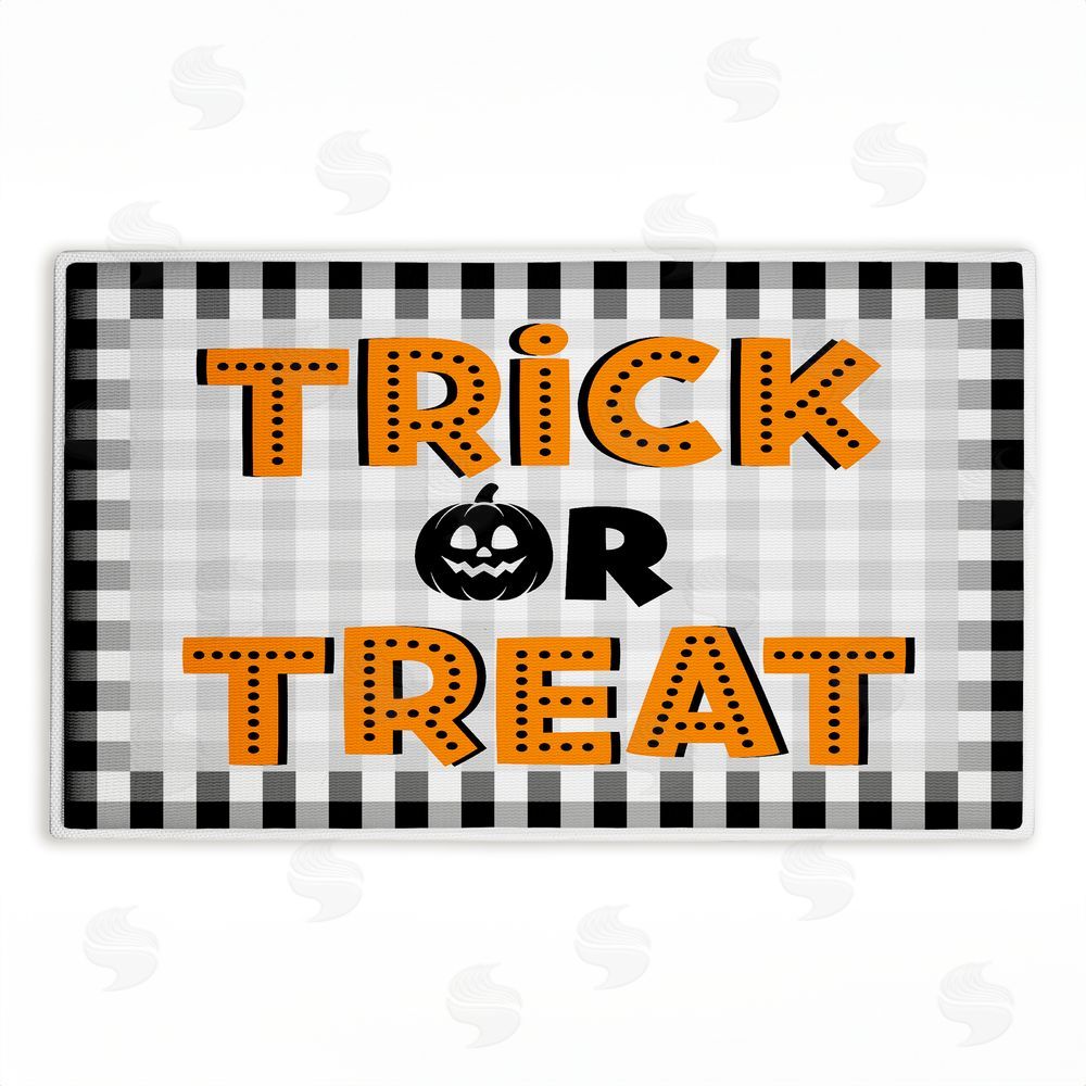 Marcus Prime Trick Or Treat over Gingham Plush Bathroom Floor Mat