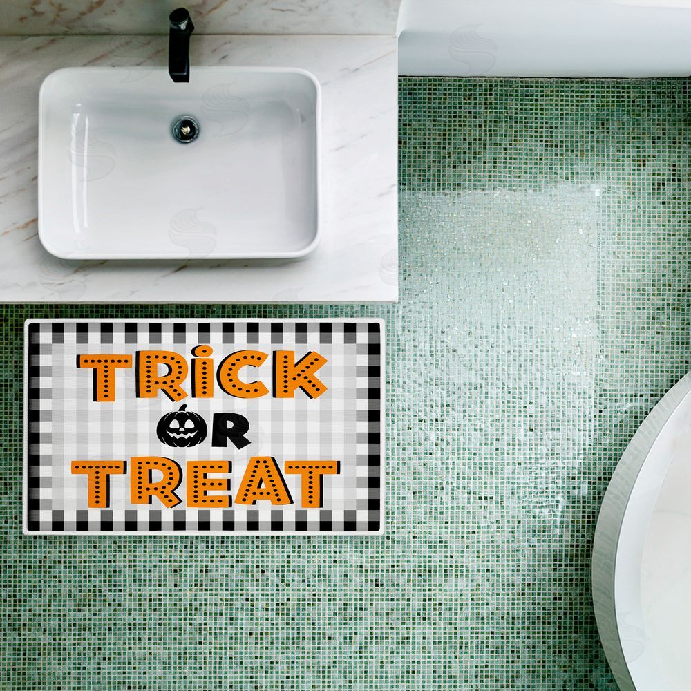 Marcus Prime Trick Or Treat over Gingham Plush Bathroom Floor Mat