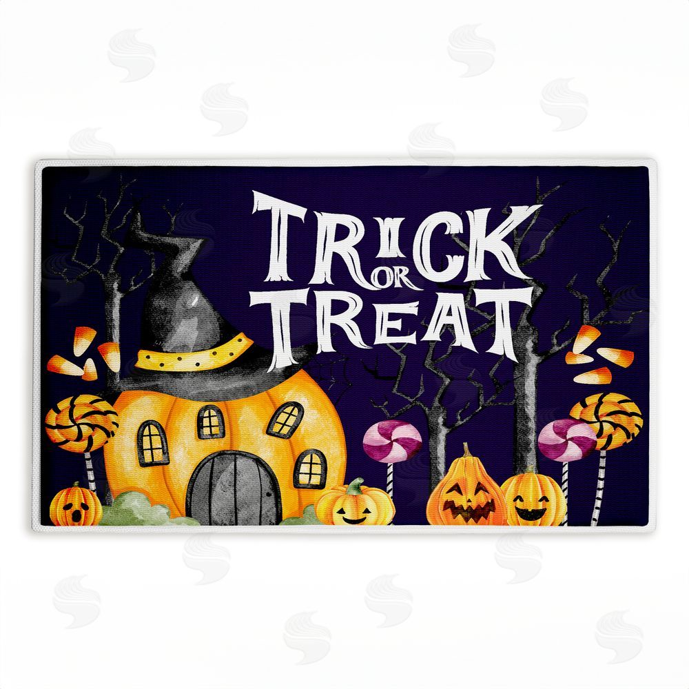 Kim Allen Trick Or Treat Pumpkin House Plush Bathroom Floor Mat