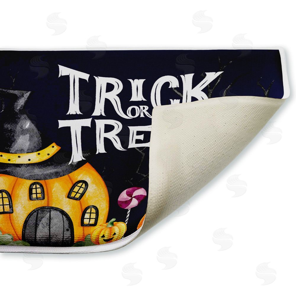 Kim Allen Trick Or Treat Pumpkin House Plush Bathroom Floor Mat