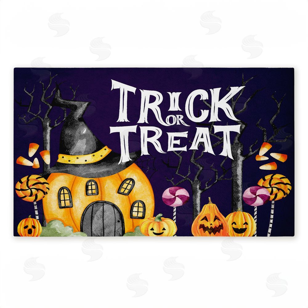Kim Allen Trick Or Treat Pumpkin House Unwoven Outdoor Door Mat