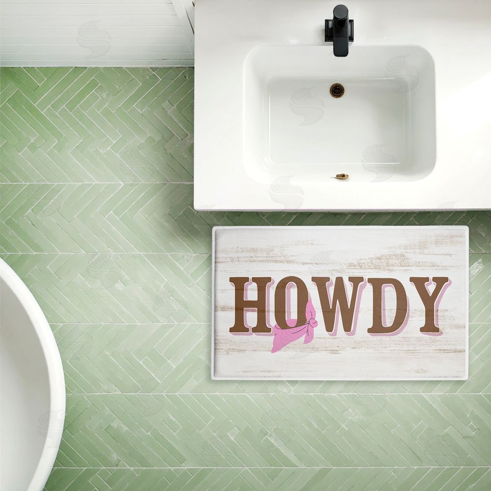 Kim Allen Howdy with Pink Bandana Plush Bathroom Floor Mat