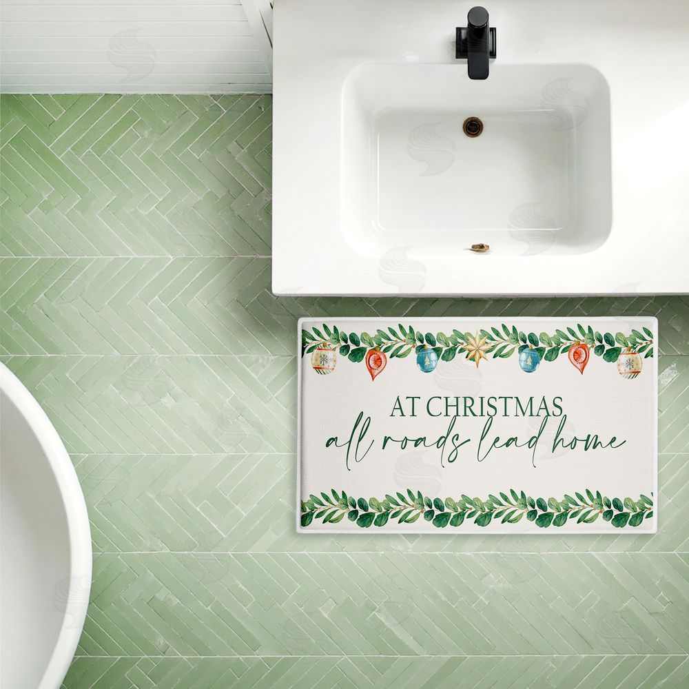 Kim Allen Christmas Roads Lead Home Plush Bathroom Floor Mat