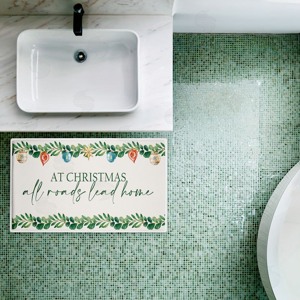 Kim Allen Christmas Roads Lead Home Plush Bathroom Floor Mat