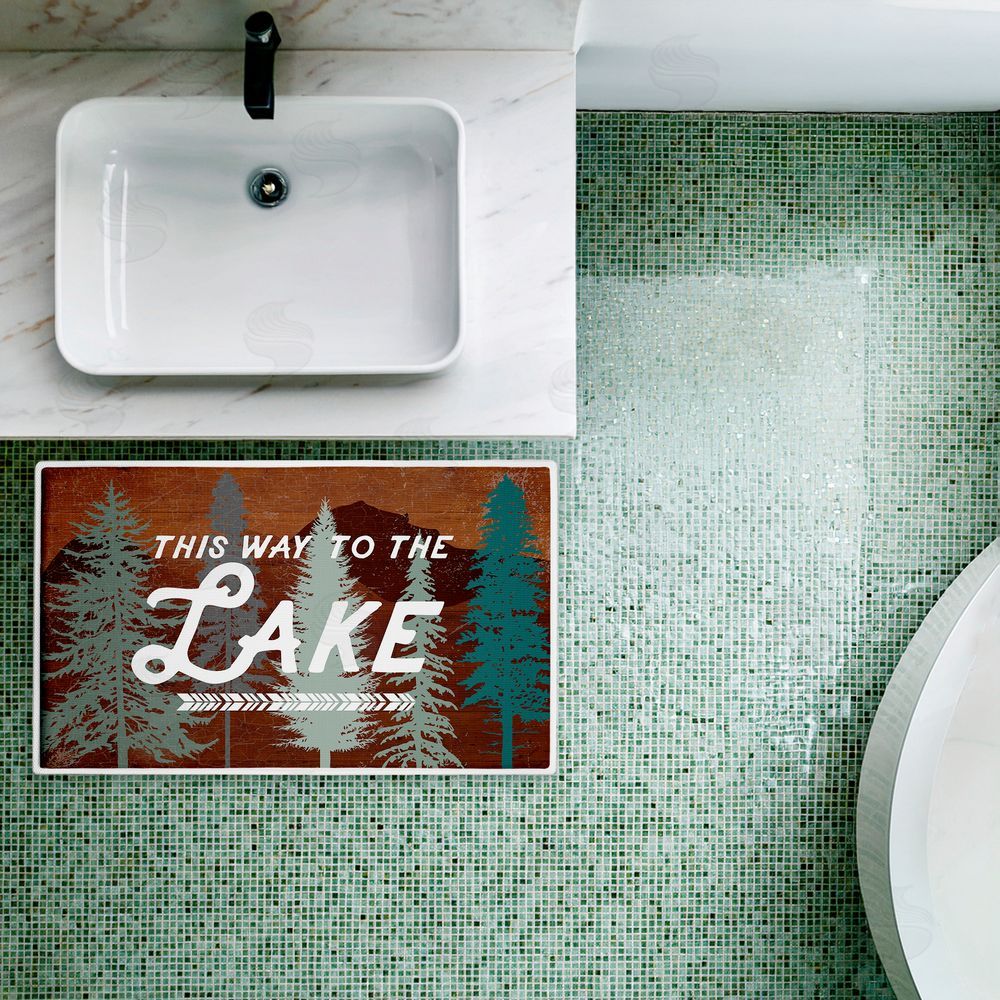 Lula Bijoux & co. This Way To Lake Retro Plush Bathroom Floor Mat