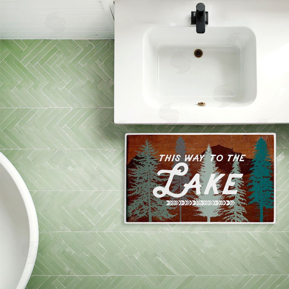 Lula Bijoux & co. This Way To Lake Retro Plush Bathroom Floor Mat