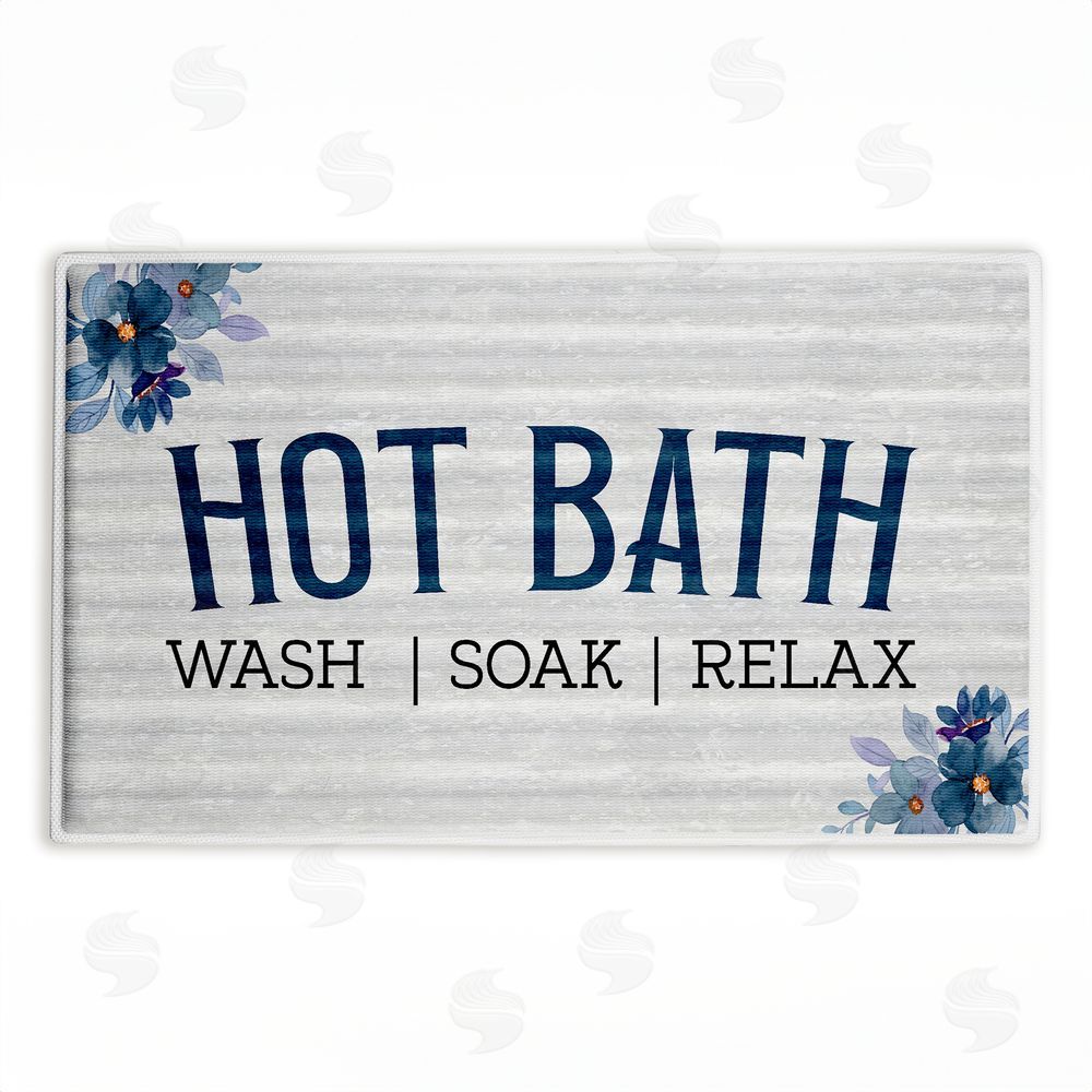 Kim Allen Hot Bath with Vintage Flowers Plush Bathroom Floor Mat