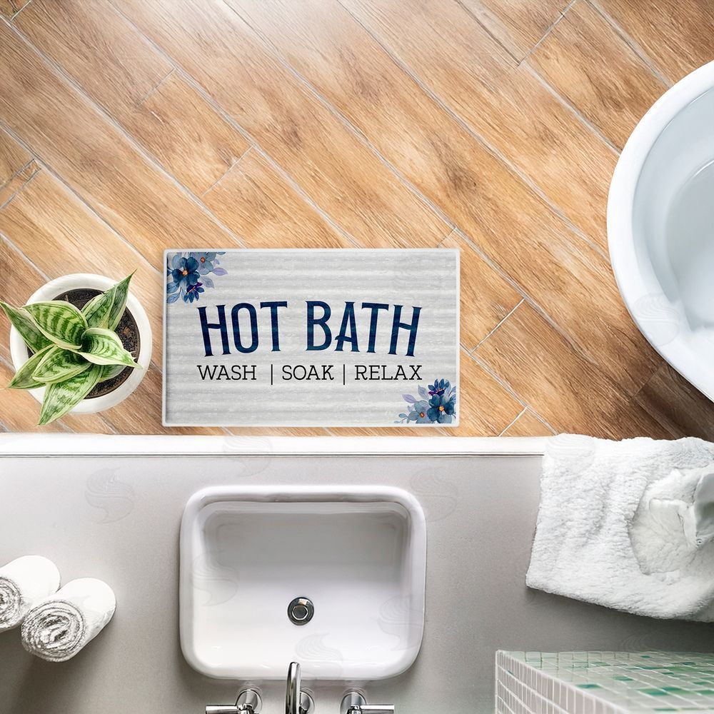 Kim Allen Hot Bath with Vintage Flowers Plush Bathroom Floor Mat