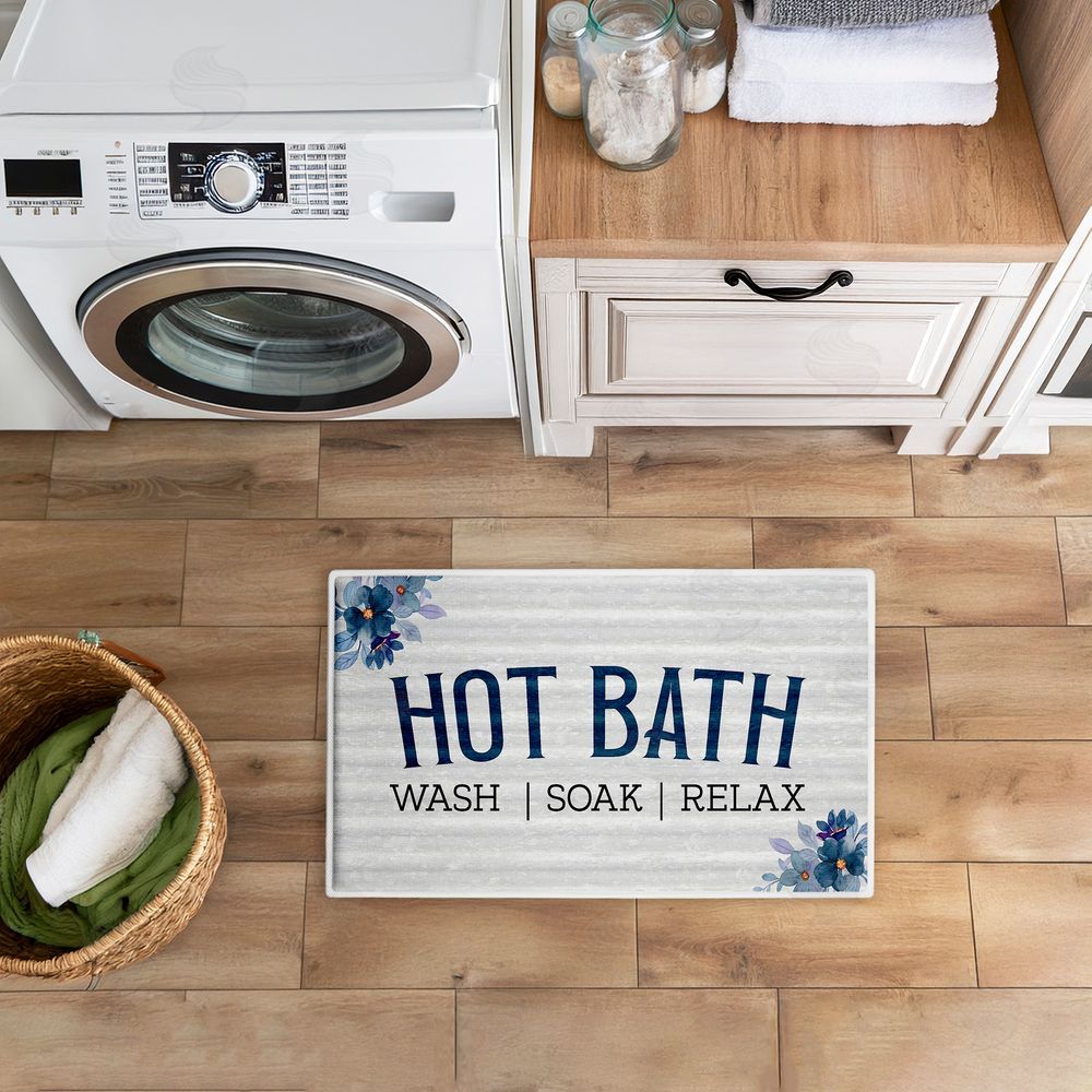 Kim Allen Hot Bath with Vintage Flowers Plush Bathroom Floor Mat