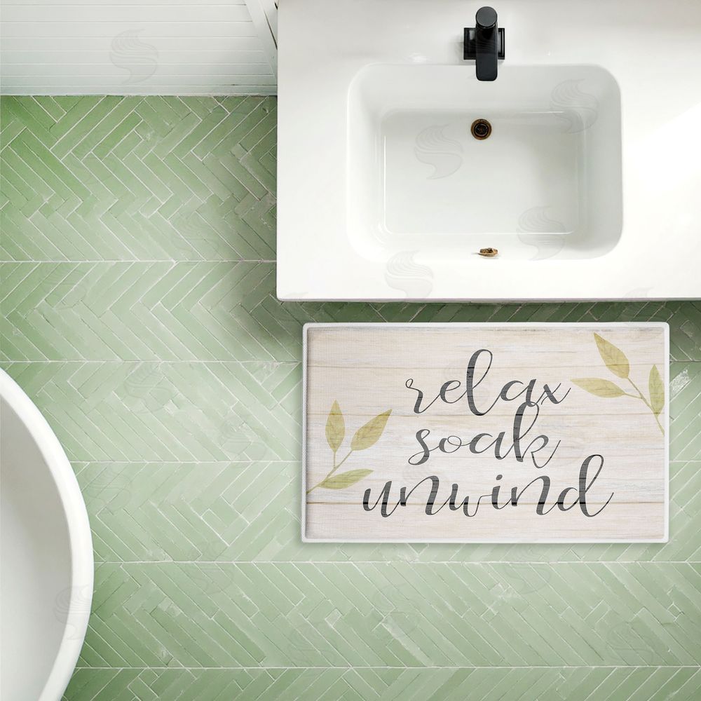Kim Allen Relax Soak Unwind Minimal Plush Bathroom Floor Mat