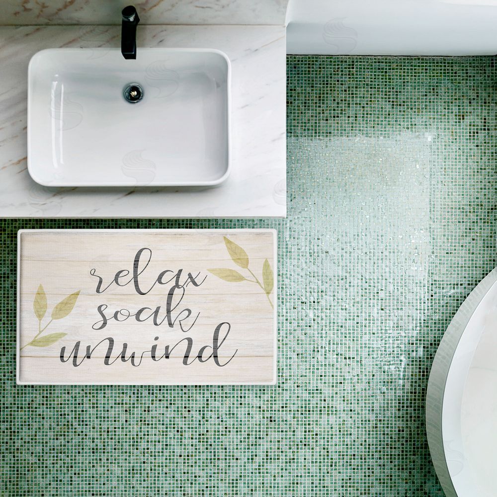 Kim Allen Relax Soak Unwind Minimal Plush Bathroom Floor Mat