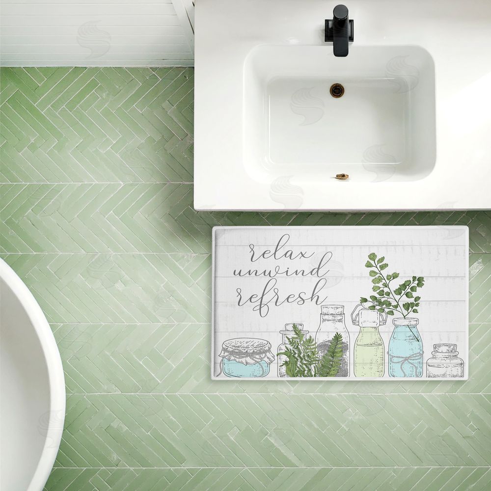 Kim Allen Relax Unwind Refresh Botanicals Plush Bathroom Floor Mat