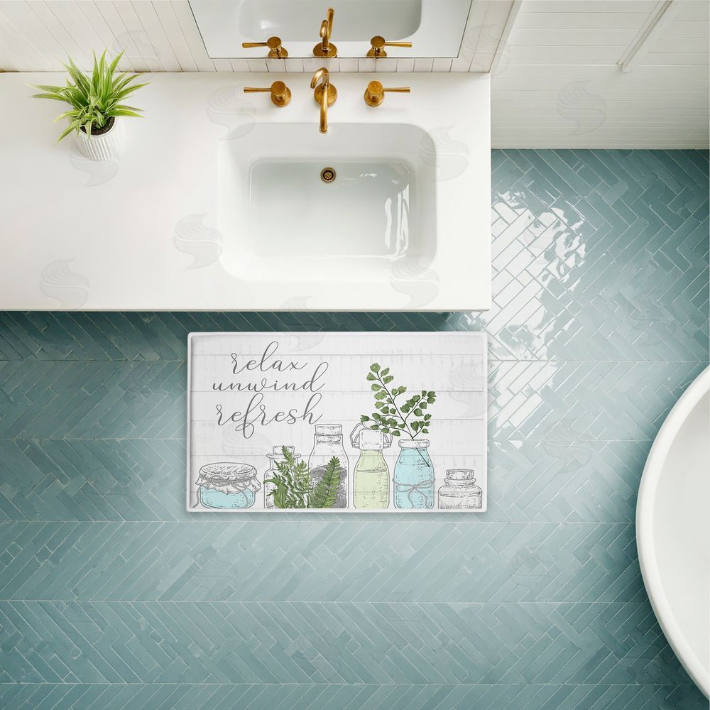 Kim Allen Relax Unwind Refresh Botanicals Plush Bathroom Floor Mat