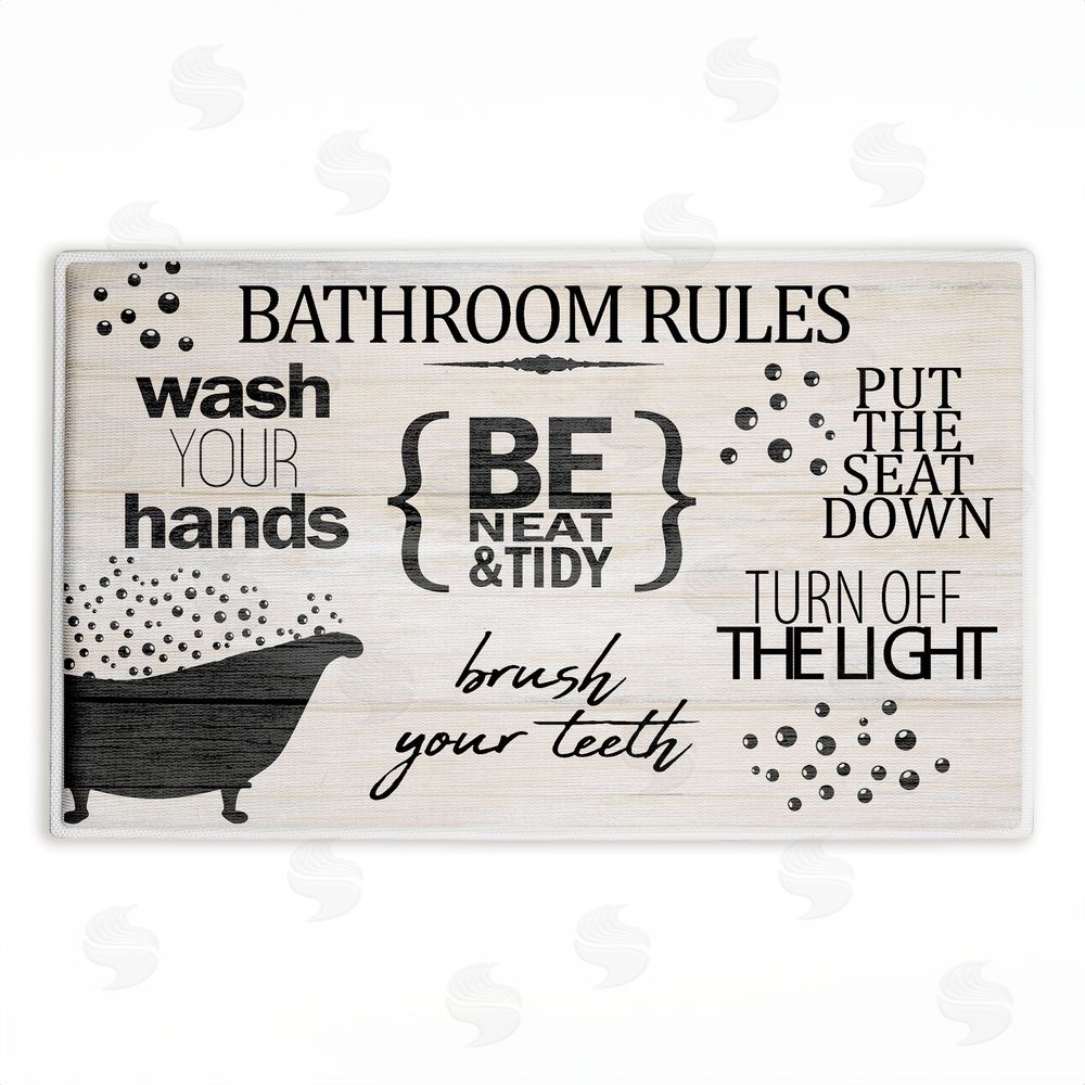 Kim Allen Rustic Bathroom Rules Plush Bathroom Floor Mat