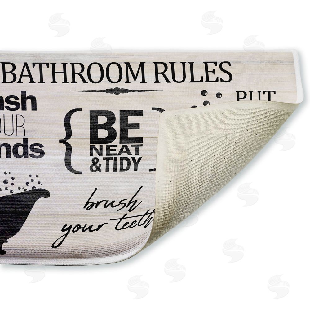 Kim Allen Rustic Bathroom Rules Plush Bathroom Floor Mat