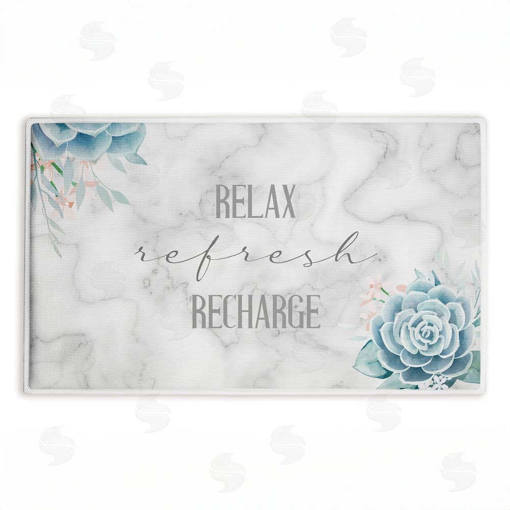 Kim Allen Relax Refresh Recharge Succulents Plush Bathroom Floor Mat