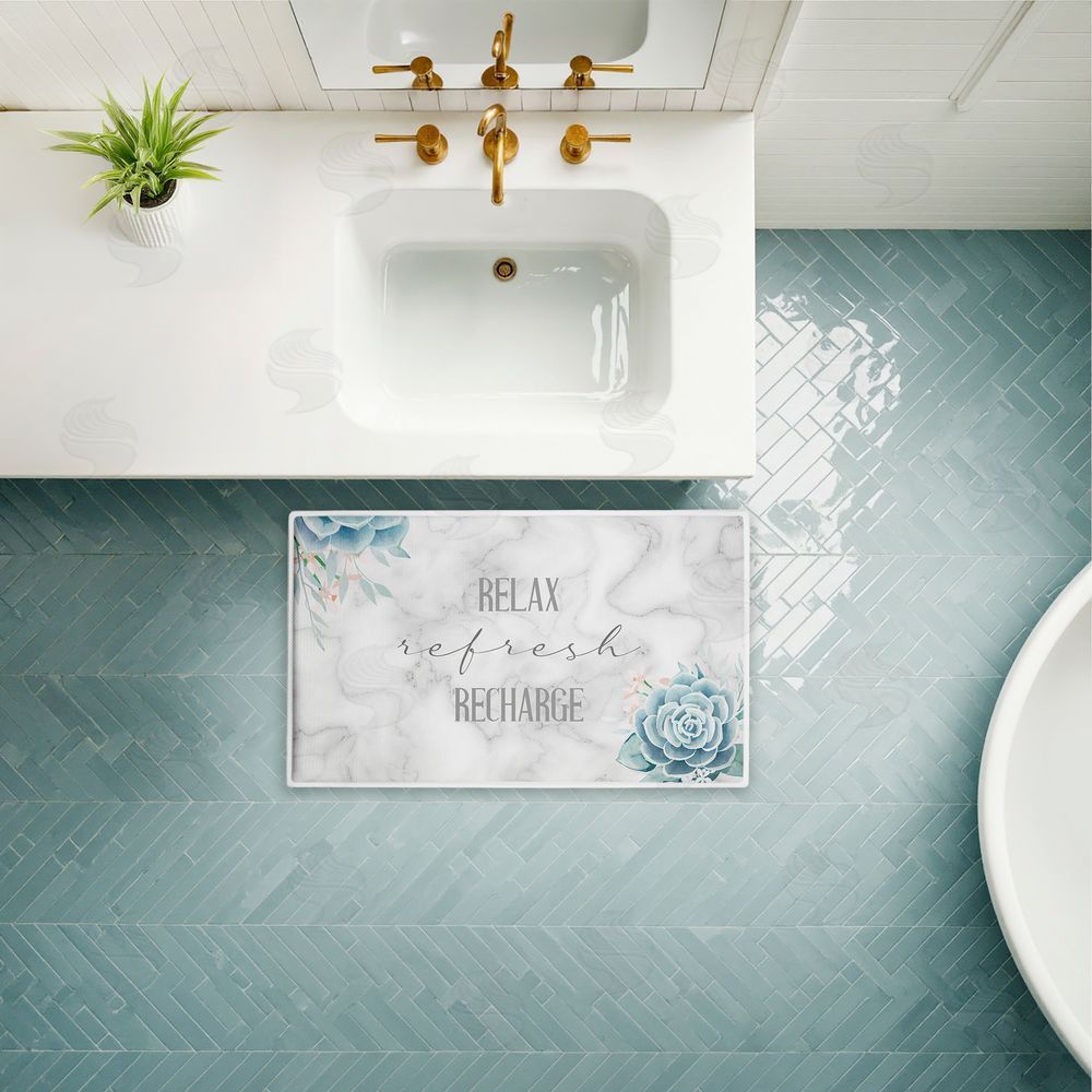Kim Allen Relax Refresh Recharge Succulents Plush Bathroom Floor Mat