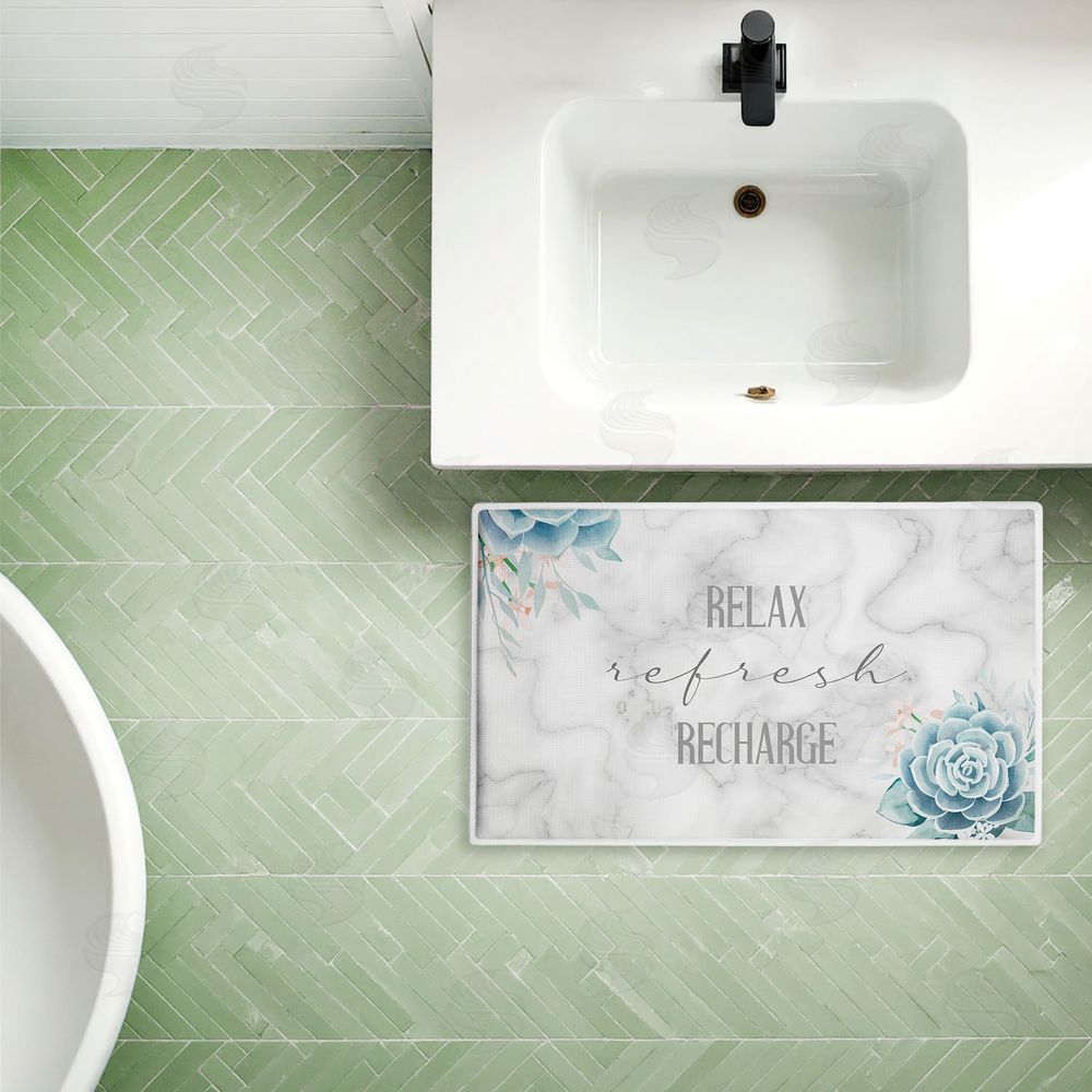 Kim Allen Relax Refresh Recharge Succulents Plush Bathroom Floor Mat