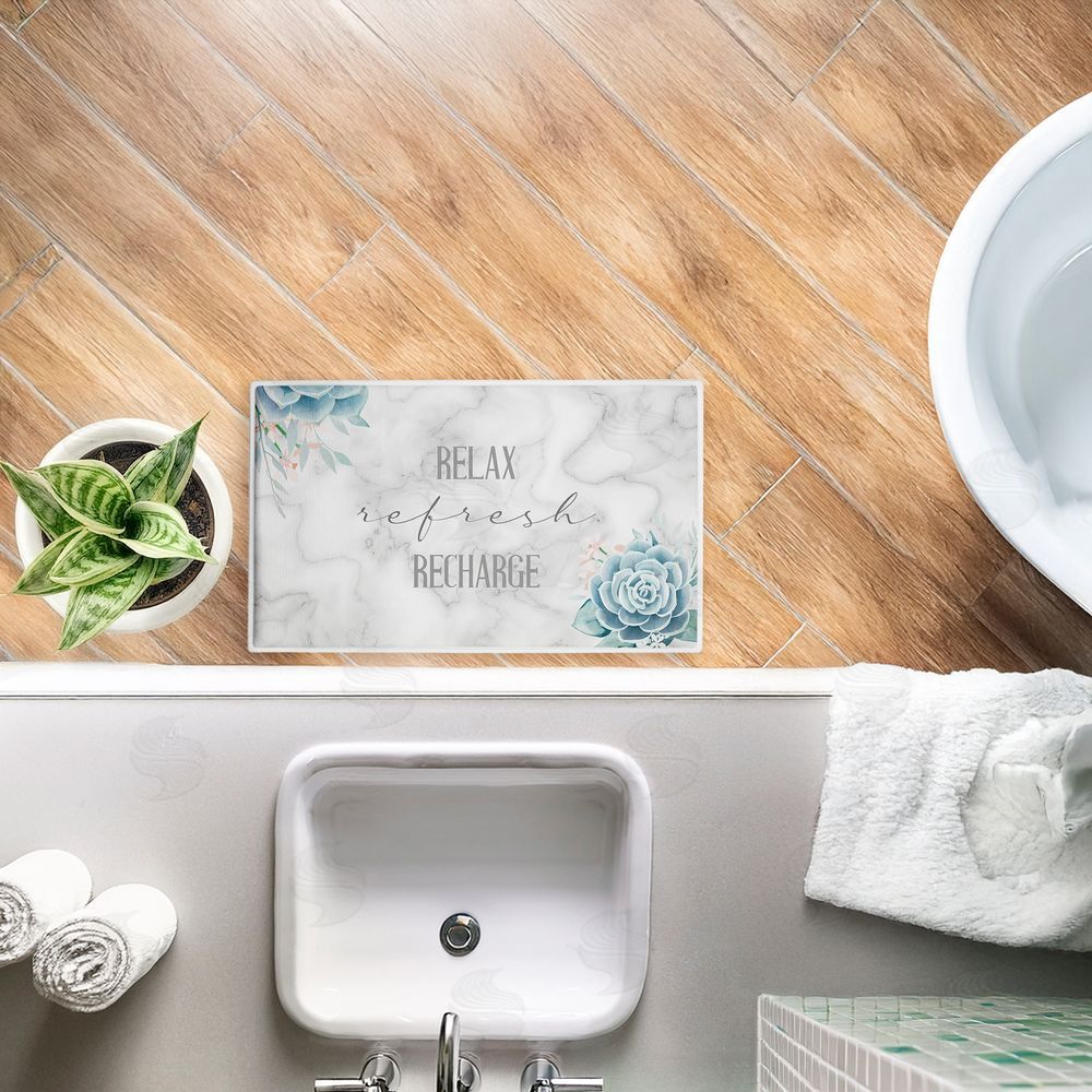 Kim Allen Relax Refresh Recharge Succulents Plush Bathroom Floor Mat