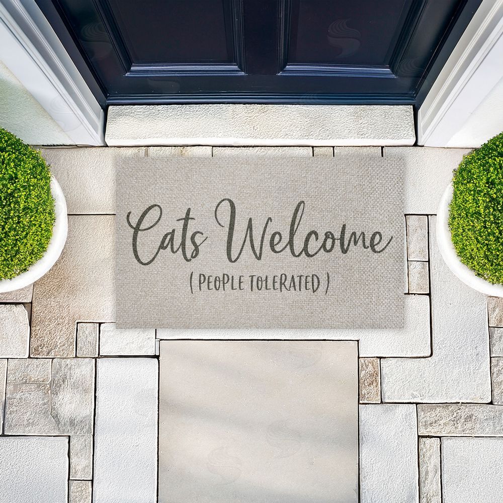 Gigi Louise Cats Welcome People Tolerated Outdoor Faux Sisal Door Mat