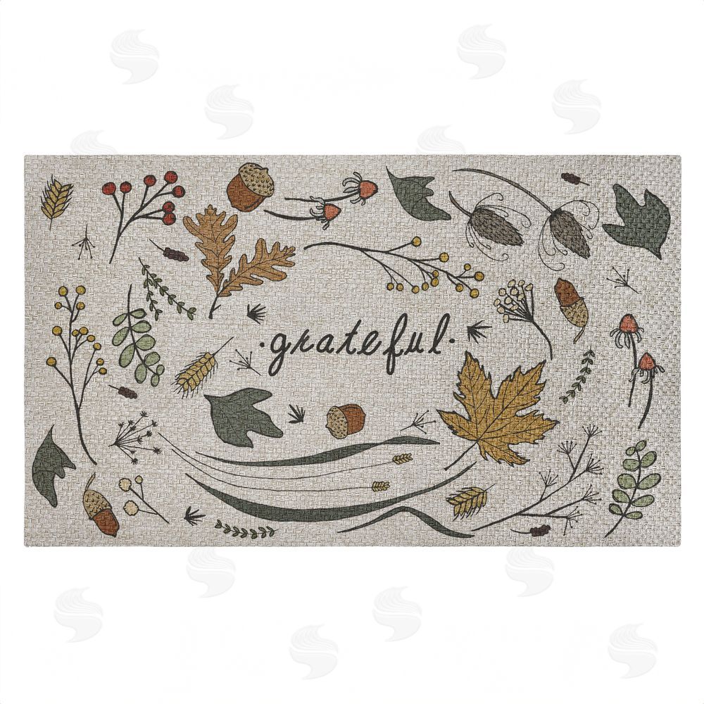 Sweet Melody Designs Grateful Autumn Leaves Outdoor Faux Sisal Door Mat