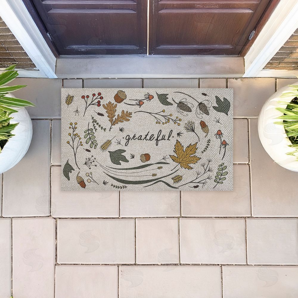 Sweet Melody Designs Grateful Autumn Leaves Outdoor Faux Sisal Door Mat