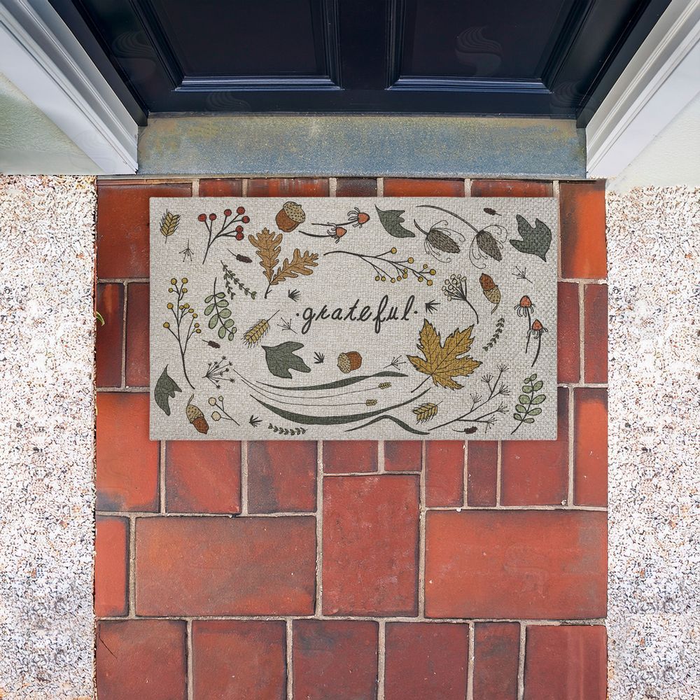 Sweet Melody Designs Grateful Autumn Leaves Outdoor Faux Sisal Door Mat