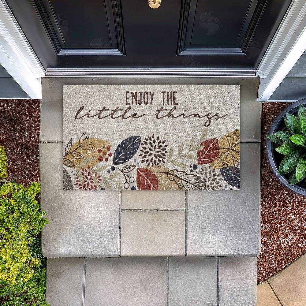 Kim Allen Enjoy Little Things with Leaves Outdoor Faux Sisal Door Mat