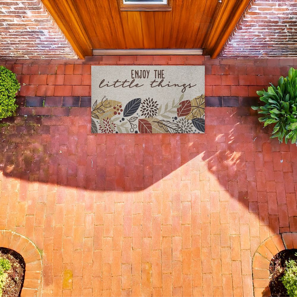 Kim Allen Enjoy Little Things with Leaves Outdoor Faux Sisal Door Mat