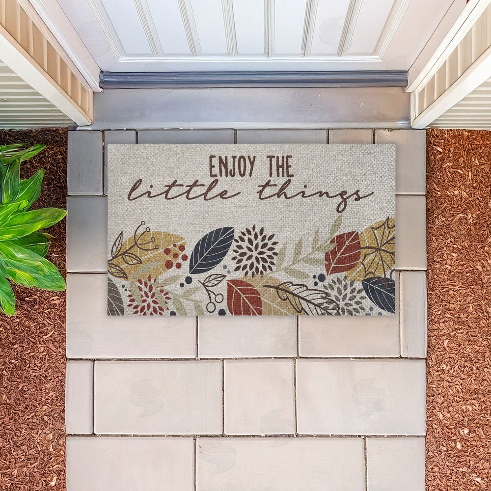 Kim Allen Enjoy Little Things with Leaves Outdoor Faux Sisal Door Mat