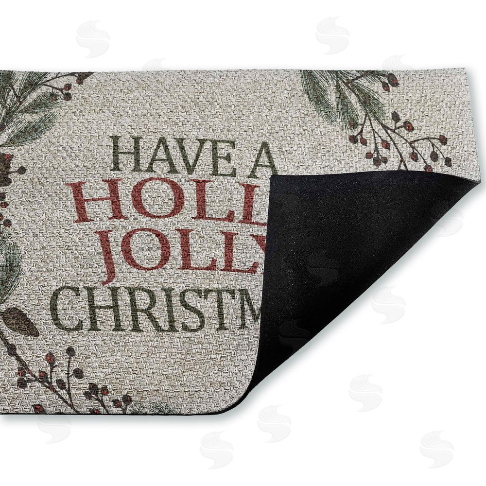 Kim Allen Holly Jolly Christmas Sentiment Outdoor Faux Sisal Door Mat
