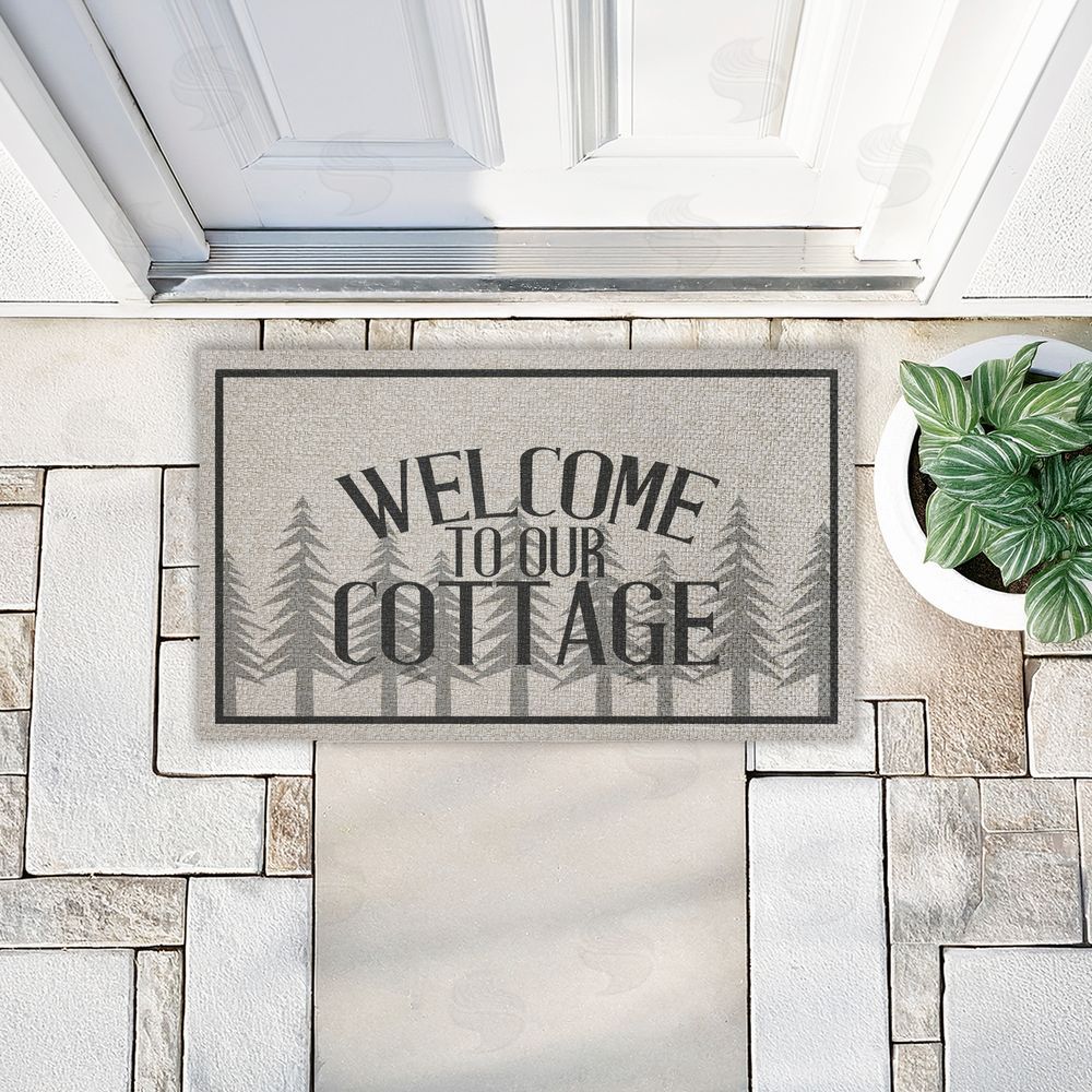 Kim Allen Welcome To Our Cottage Trees Outdoor Faux Sisal Door Mat